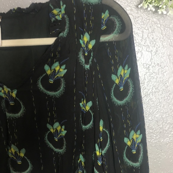 Free People Ruffle Neck Chiffon Dress Sz M - Picture 3 of 5